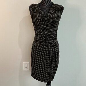 Michael Kors Twist Front Studded Cowl Neck Midi Dress Knee Length Size XS Brown
